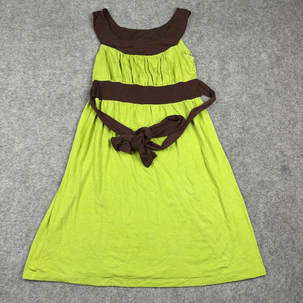 MKM Designs Sundress Women Small Lime Green Brown Colorblock Empire Waist 6169